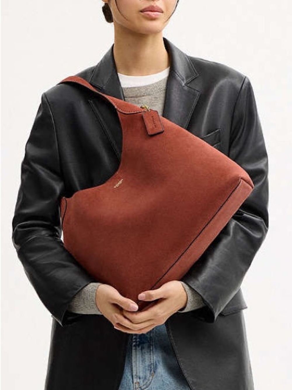 *SOLD* Coach Brooklyn 34 Suede Shoulder Bag Clay Brass | Authentic Luxury Hobo - Picture 9 of 10